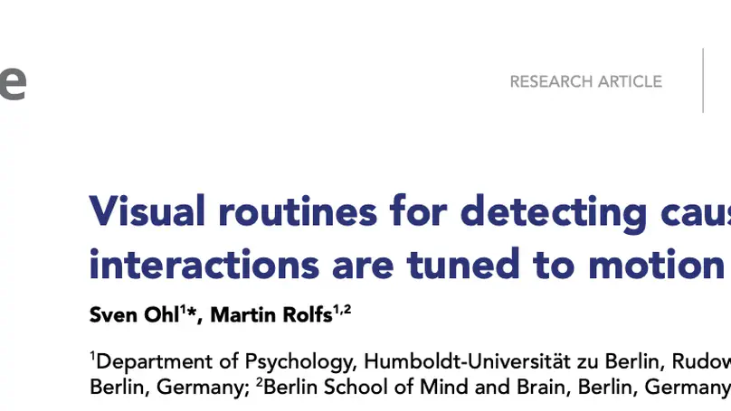 New paper on the perception of causality